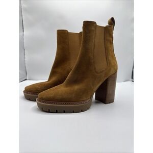 Tory Burch Womens Lug Size 8 Brown Suede Chelsea Platform Nat Ankle Boot